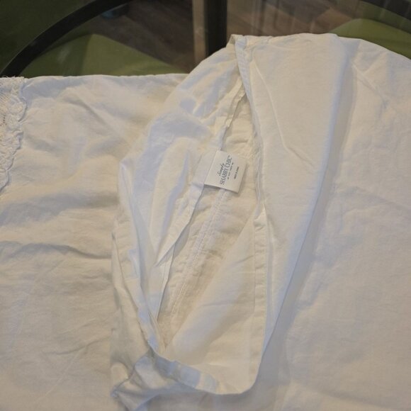 Shabby‎ Chic King sz White Pillowcase With Lace Accents & Ruffles 100% Cotton - Picture 5 of 10